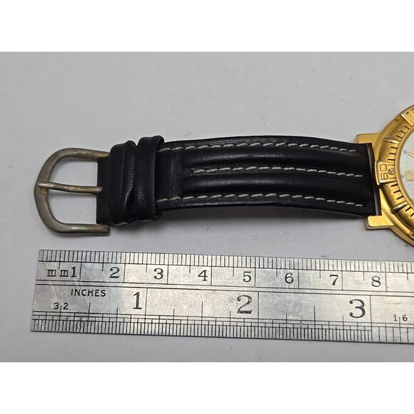 Gruen Sport Quartz Date Gold Tone Bezel 3ATM 100FT Mens Watch New Battery Analog - Picture 12 of 13